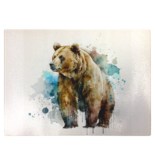 Glass Chopping Board | Colourful Bear Worktop Saver For Kitchen | Tempered Glass Cutting Board, Thoughtful Keepsake Co