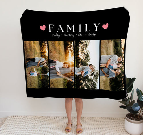 Personalised Photo Blanket | Sentimental gifts for mum.  Crafted from premium Fleece material, these blankets are luxuriously soft and cozy, with up to 4 photos and personalised text.