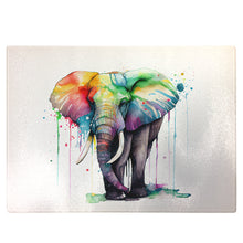 Load image into Gallery viewer, Glass Chopping Board | Colourful Elephant Worktop Saver For Kitchen | Tempered Glass Cutting Board, Thoughtful Keepsake Co
