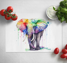 Load image into Gallery viewer, Glass Chopping Board | Colourful Elephant Worktop Saver For Kitchen | Tempered Glass Cutting Board, Thoughtful Keepsake Co
