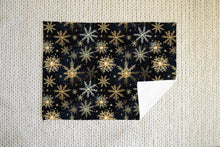 Load image into Gallery viewer, Christmas Fleece Throw | Luxuriously Soft and Cosy Blanket Winter Blue &amp; Gold
