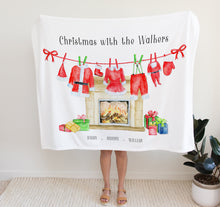 Load image into Gallery viewer, Personalised Fleece Blanket | Christmas Family Gifts, christmas themed blanket with family members names and surname, thoughtful keepsake co
