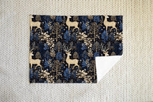 Load image into Gallery viewer, Christmas Fleece Throw | Luxuriously Soft and Cosy Blanket Winter Blue &amp; Gold
