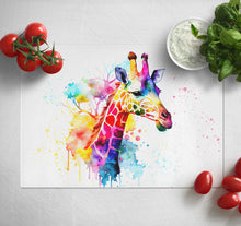 Load image into Gallery viewer, Glass Chopping Board | Colourful Giraffe Worktop Saver For Kitchen | Tempered Glass Cutting Board, Thoughtful Keepsake Co
