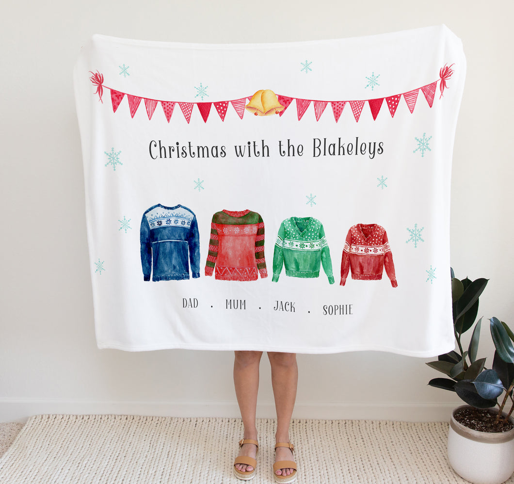 Personalised Fleece Blanket | Christmas Family Gifts