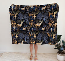 Load image into Gallery viewer, Christmas Fleece Throw | Luxuriously Soft and Cosy Blanket Winter Blue &amp; Gold
