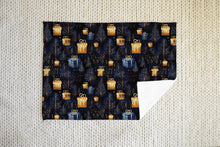 Load image into Gallery viewer, Christmas Fleece Throw | Luxuriously Soft and Cosy Blanket Winter Blue &amp; Gold
