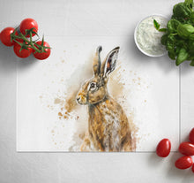 Load image into Gallery viewer, Glass Chopping Board | Colourful Hare Worktop Saver For Kitchen | Tempered Glass Cutting Board, Thoughtful Keepsake Co
