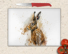 Load image into Gallery viewer, Glass Chopping Board | Colourful Hare Worktop Saver For Kitchen | Tempered Glass Cutting Board, Thoughtful Keepsake Co
