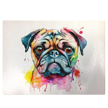 Load image into Gallery viewer, Glass Chopping Board | Colourful Pug Worktop Saver For Kitchen | Tempered Glass Cutting Board, Thoughtful Keepsake Co
