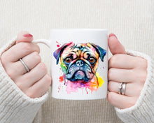 Load image into Gallery viewer, Colourful Animal Watercolour Mugs: Functional &amp; Stylish Tea &amp; Coffee Pug Mug, thoughtful keepsake co
