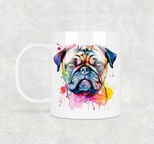 Load image into Gallery viewer, Colourful Animal Watercolour Mugs: Functional &amp; Stylish Tea &amp; Coffee Pug Mug, thoughtful keepsake co
