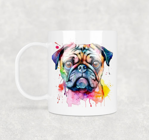 Colourful Animal Watercolour Mugs: Functional & Stylish Tea & Coffee Pug Mug, thoughtful keepsake co