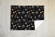 Load image into Gallery viewer, Christmas Fleece Throw | Luxuriously Soft and Cosy Blanket Winter Blue &amp; Gold
