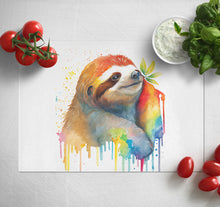 Load image into Gallery viewer, Glass Chopping Board | Colourful Sloth Worktop Saver For Kitchen | Tempered Glass Cutting Board, Thoughtful Keepsake Co
