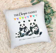 Load image into Gallery viewer, Personalised Family Cushion | Panda Family Pillow

