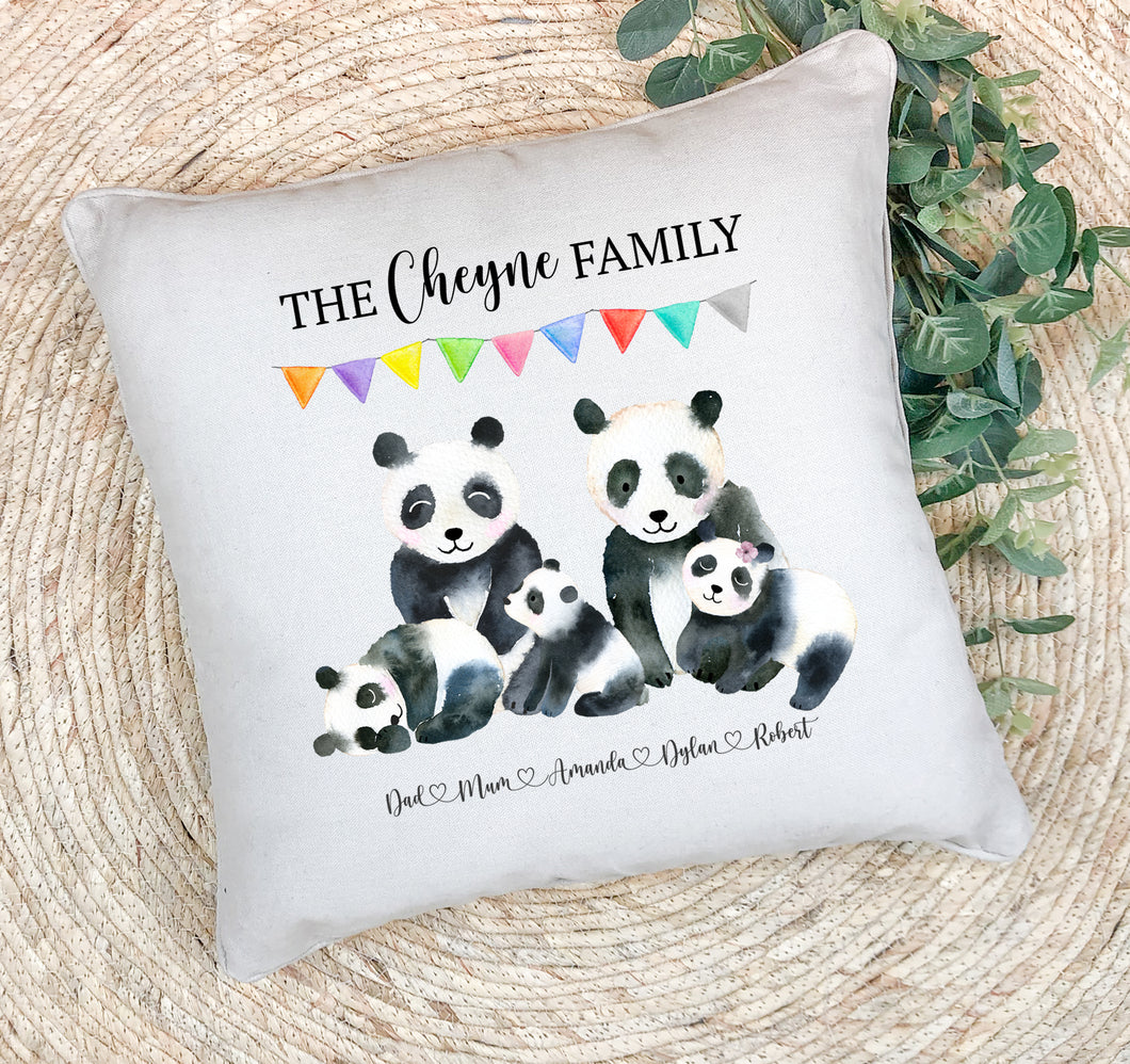 Personalised Family Cushion | Panda Family Pillow