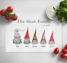 Load image into Gallery viewer, Personalised Chopping Board | Gnome Family Glass Cutting Board Gift for Grandma

