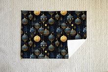 Load image into Gallery viewer, Christmas Fleece Throw | Luxuriously Soft and Cosy Blanket Winter Blue &amp; Gold
