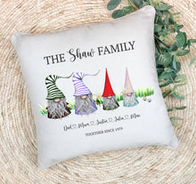 Load image into Gallery viewer, Personalised Family Cushion | Gnome Family Pillow
