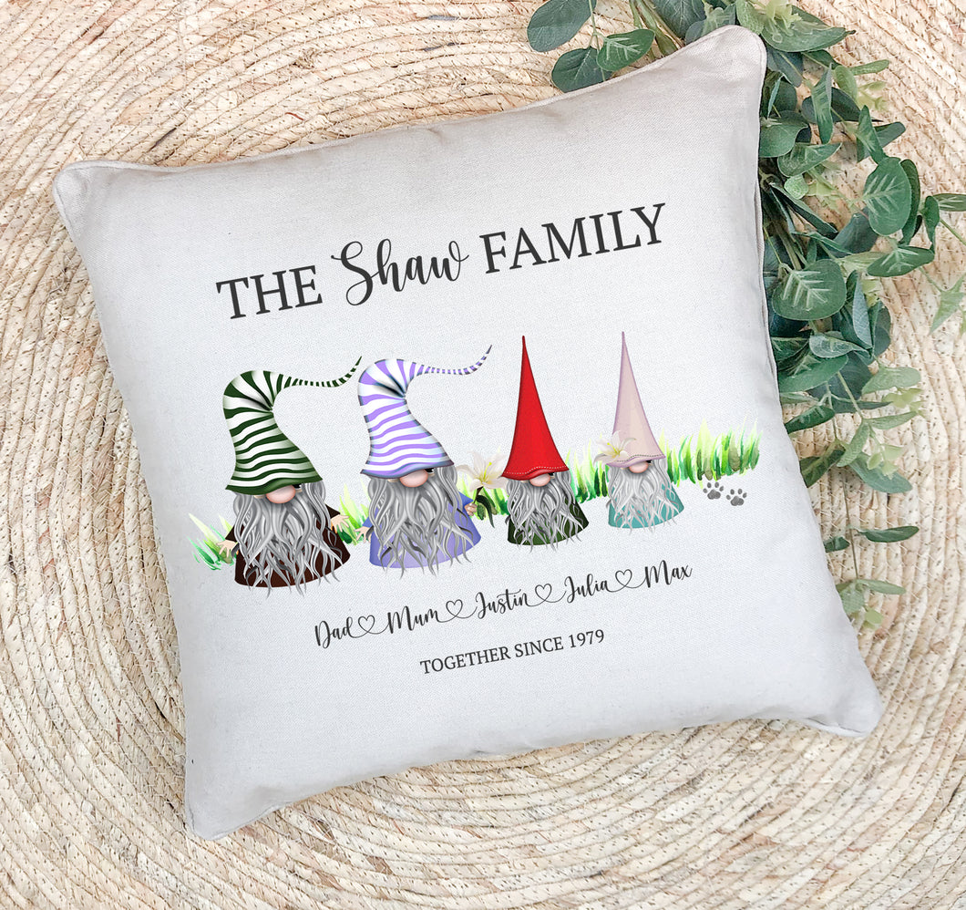 Personalised Family Cushion | Gnome Family Pillow