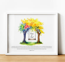 Load image into Gallery viewer, Personalised Memorial Gifts | Together in Heaven Poem Print with colourful tree design
