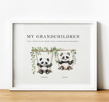 Load image into Gallery viewer, Personalised Family Print | Personalised Gift for Grandma from Grandchildren - panda
