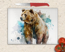 Load image into Gallery viewer, Glass Chopping Board | Colourful Bear Worktop Saver For Kitchen | Tempered Glass Cutting Board, Thoughtful Keepsake Co
