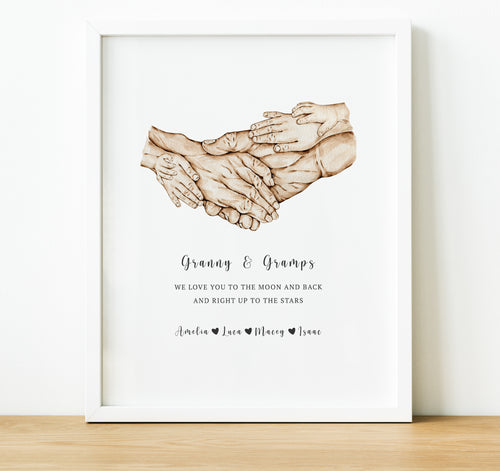 Personalised Gift for Grandparents from their Grandchildren | Family Hand Prints