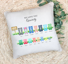 Load image into Gallery viewer, Personalised Family Cushion | Welly Boot Family Pillow
