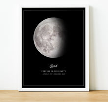 Load image into Gallery viewer, Moon Phase Wall Art | Personalised Memorial Gifts, Moon Phase on specific date with personal text, thoughtful keepsake co
