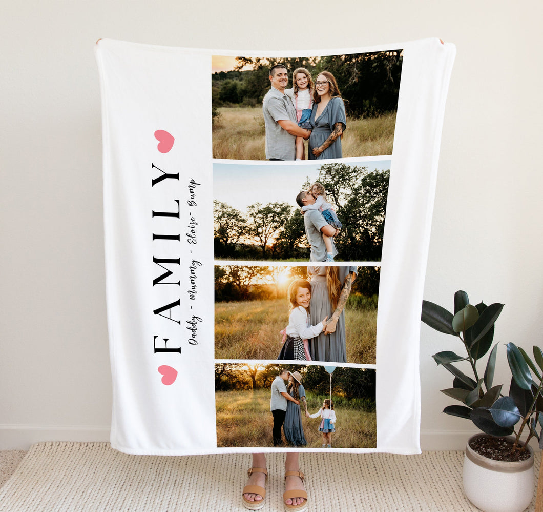 Personalised Photo Blanket | Sentimental gifts for mum.  Crafted from premium Fleece material, these blankets are luxuriously soft and cozy, with up to 4 photos and personalised text.