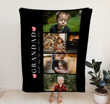 Load image into Gallery viewer, Personalised Photo Blanket | personalised grandad gifts.  Crafted from premium Fleece material, these blankets are luxuriously soft and cozy, with up to 4 photos and personalised text.

