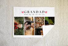 Load image into Gallery viewer, Personalised Photo Blanket | personalised grandad gifts.  Crafted from premium Fleece material, these blankets are luxuriously soft and cozy, with up to 4 photos and personalised text.
