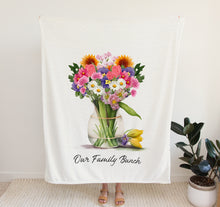 Load image into Gallery viewer, Soft fleece blanket with Family Birth Month Flower Bouquet design | Personalised Gifts for Grandma
