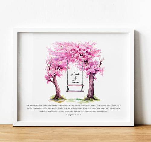 Personalised Memorial Gifts | Together in Heaven Poem Print with colourful tree design