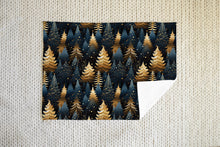 Load image into Gallery viewer, Christmas Fleece Throw | Luxuriously Soft and Cosy Blanket Winter Blue &amp; Gold
