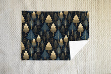 Load image into Gallery viewer, Christmas Fleece Throw | Luxuriously Soft and Cosy Blanket Winter Blue &amp; Gold
