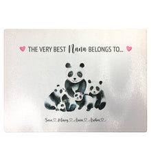 Load image into Gallery viewer, Personalised Chopping Board | Panda Family Glass Cutting Board Gift for Grandma
