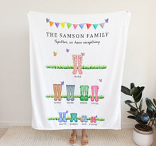 Load image into Gallery viewer, Family Welly Boot Blanket | Personalised Gifts for Grandma

