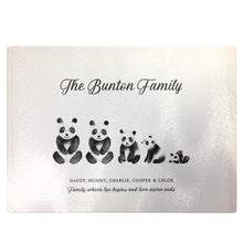 Load image into Gallery viewer, Personalised Chopping Board | Panda Family Glass Cutting Board Gift
