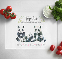 Load image into Gallery viewer, Personalised Chopping Board | Panda Family Glass Cutting Board Gift for Grandma

