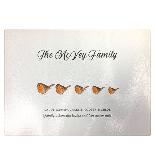 Personalised Chopping Board | Panda Family Glass Cutting Board Gift
