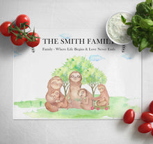Load image into Gallery viewer, Personalised Chopping Board | sloth Family Glass Cutting Board Gift for Grandma
