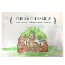 Load image into Gallery viewer, Personalised Chopping Board | sloth Family Glass Cutting Board Gift for Grandma
