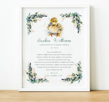 Load image into Gallery viewer, Personalised Christening Print | Godchild Gifts from Godparents | Safari Nursery, thoughtful keepsake co
