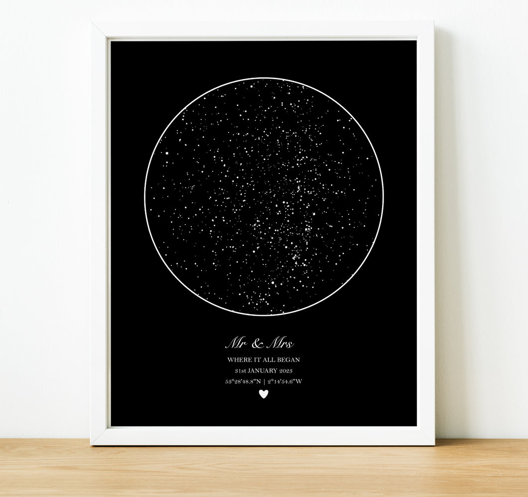 Personalised Anniversary Gifts | The Night Sky Star Map Print