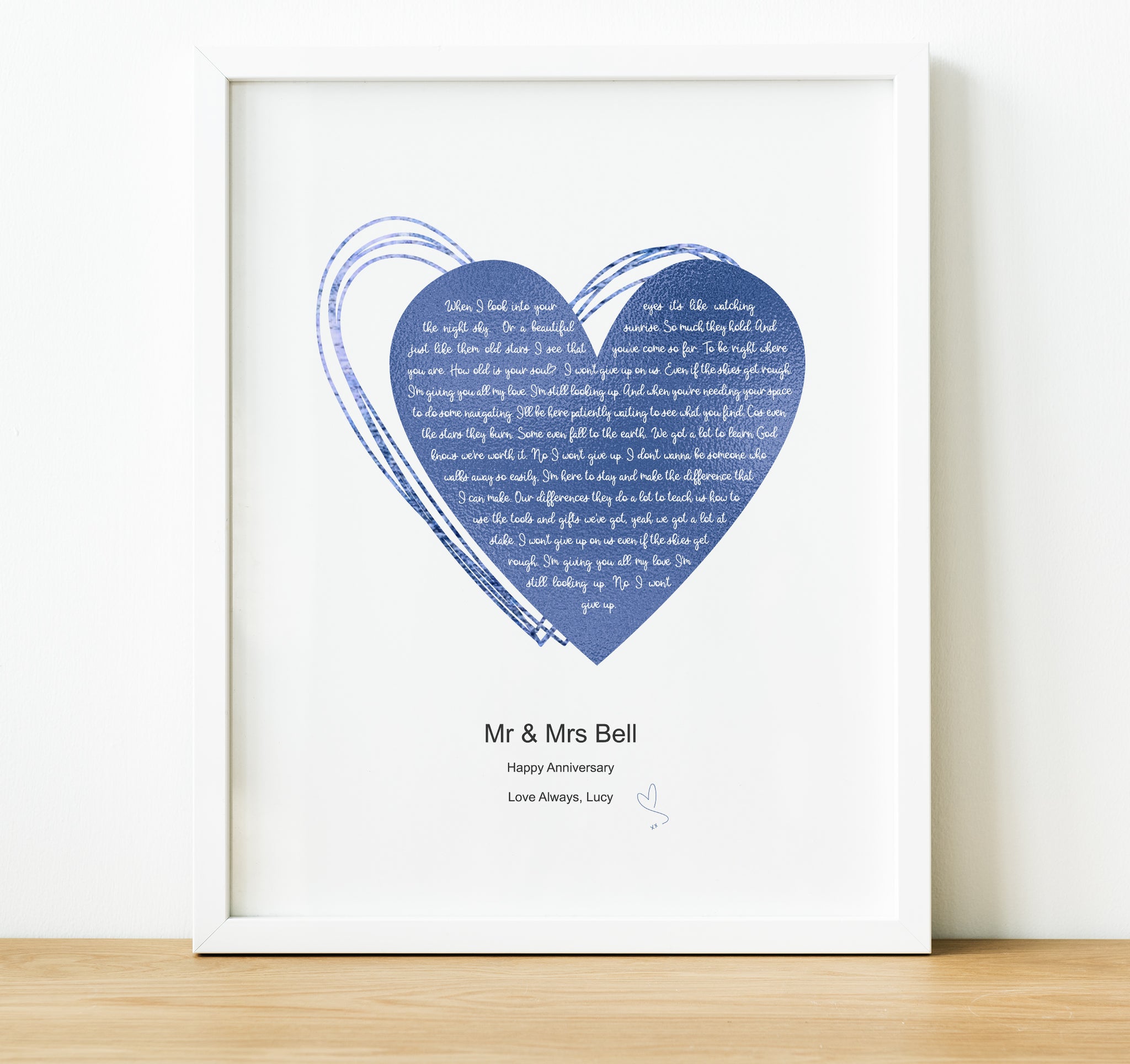 Personalised Anniversary Gifts | Heart Song Lyric Print – The 