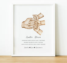 Load image into Gallery viewer, Adult &amp; Child fist bump hand illustration, with quote and personal message, Personalised Godparent Gifts, Gifts for Godmother from Goddaughter, thoughtful keepsake co

