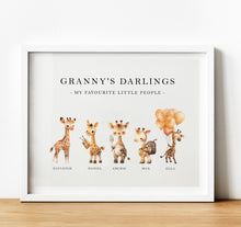 Load image into Gallery viewer, Personalised Family Print | Personalised Gift for Grandma from Grandchildren - giraffe
